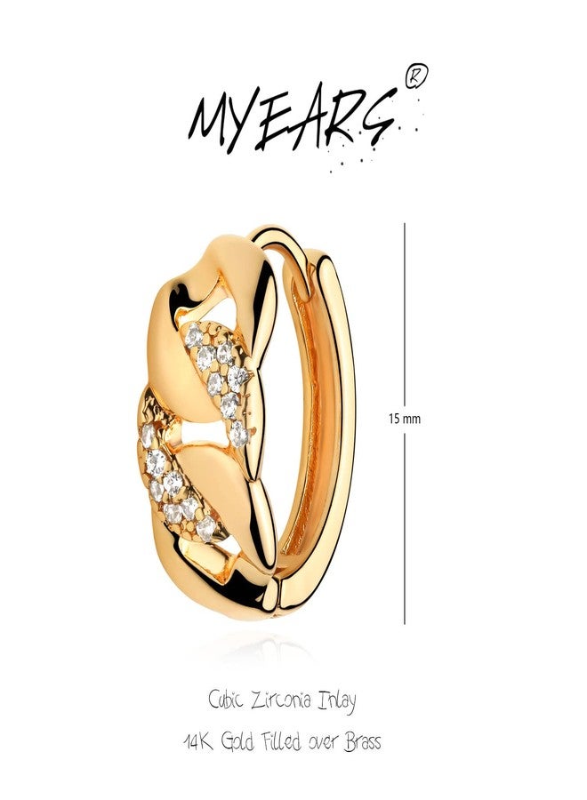 MYEARS Women Link Earrings Gold Chain Huggie Link Hoop Cubic Zirconia 14K Gold Plated Small Simple Hypoallergenic Everyday Jewelry 9 - Image 5
